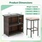 Costway 3 PCS Patio Bar Set with Tempered Glass Tabletop 2-Tier Storage Removable Cushions